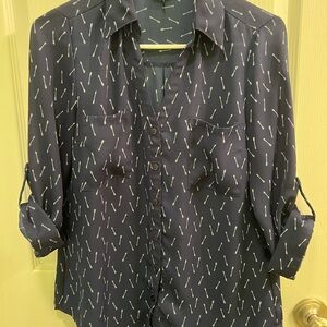 Women's Navy Patterned Shirt